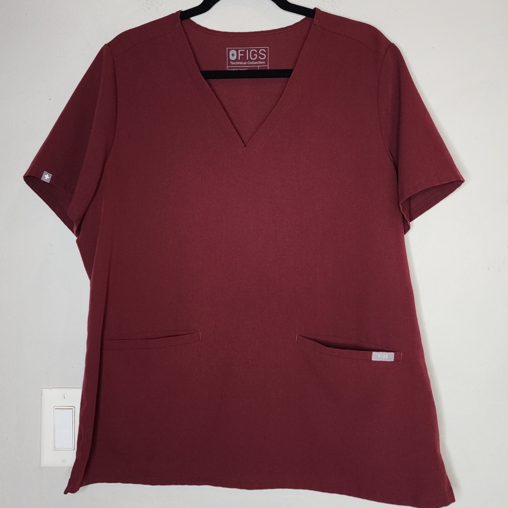 Figs Casma Three-Pocket Scrub Top Burgundy PO# 1450 Womens‎ Size XL